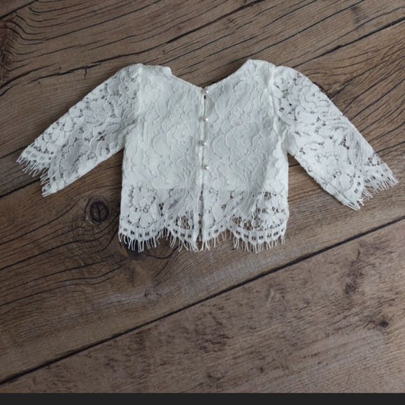 Two Piece Crochet Lace Flower Girl Top, Blush Pink Tulle Princess Tutu Skirt - Picture 10 of 11